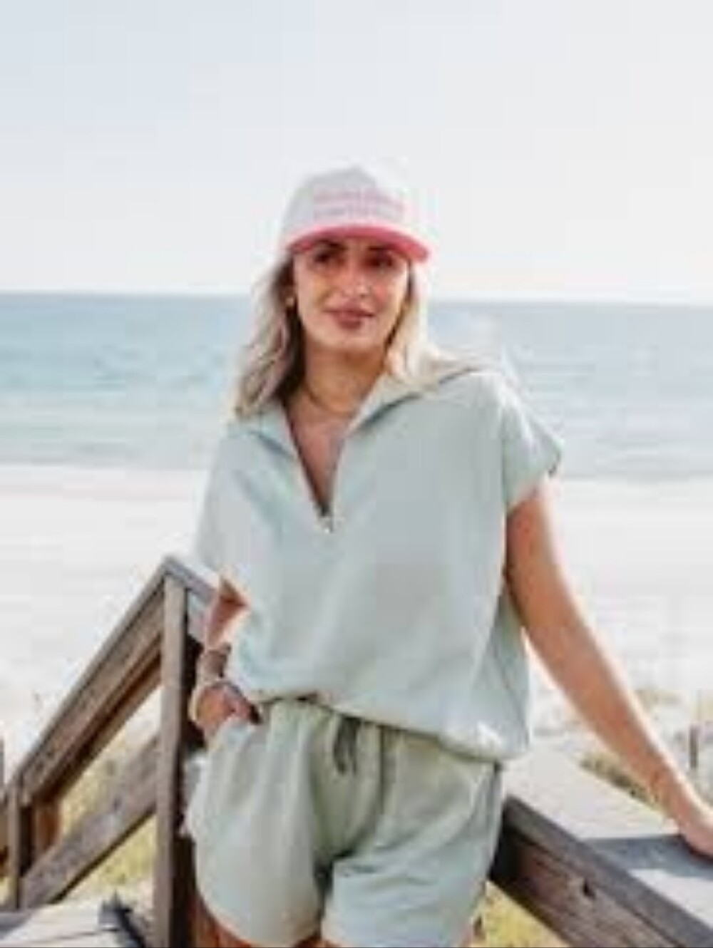 Katydid Light Sage Short-Sleeve Zip Polo Top